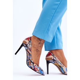 Lewski Shoes Moderigtige Lewski-sko med høje hæle i læder 2659 sort og blå flerfarvet 4