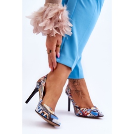 Lewski Shoes Moderigtige Lewski-sko med høje hæle i læder 2659 sort og blå flerfarvet 2