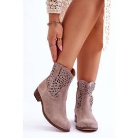 Lewski Shoes Dame Ruskind Openwork Støvler Leski Sko 3301 Cappuccino brun 1