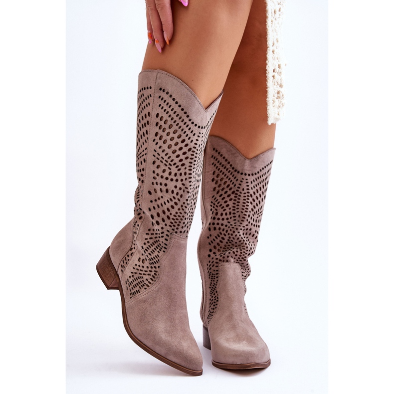 Lewski Shoes Ruskind Cowboy Boots Before The Knee Left Sko 3305 Cappuccino brun 1