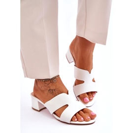 Klassiske læderflip-flops med lav hæl, hvid 5