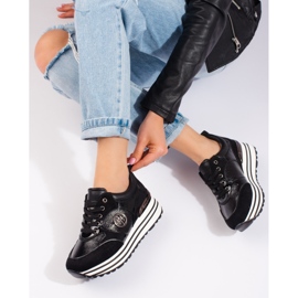 W. Potocki Sorte Potocki wedge sneakers til kvinder 1