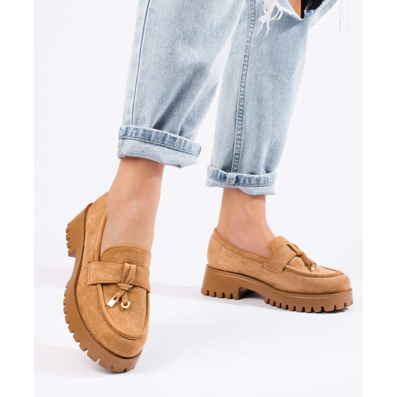 Brune dame loafers med tyk sål fra Shelovet 1
