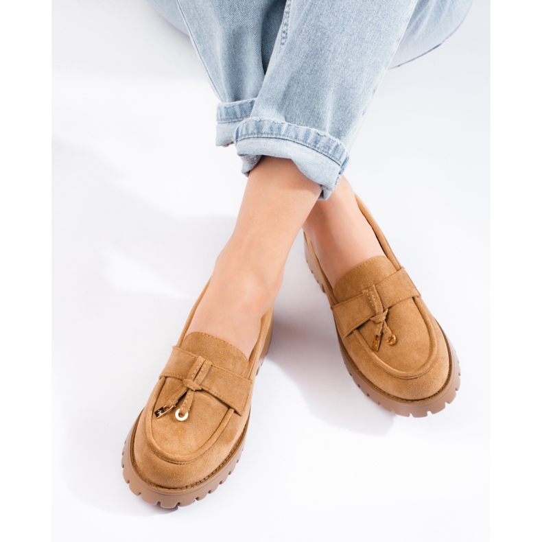 Brune dame loafers med tyk sål fra Shelovet 2