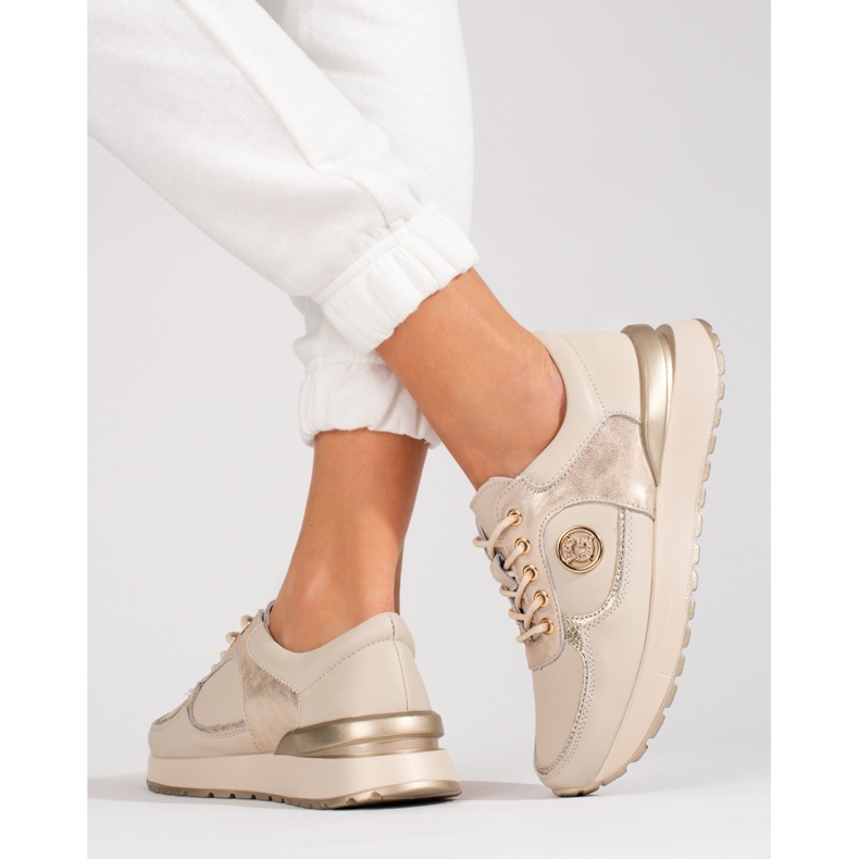 Shelovet beige lædersneakers til kvinder 1