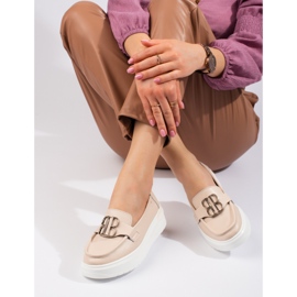Vinceza beige platform loafers med dekoration 2