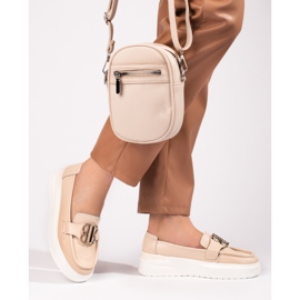 Vinceza beige platform loafers med dekoration 1