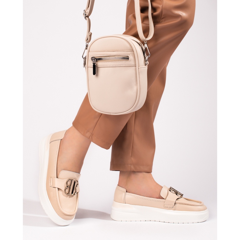 Vinceza beige platform loafers med dekoration 1