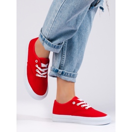 Klassiske sneakers med snøre til kvinder Shelovet rød 2