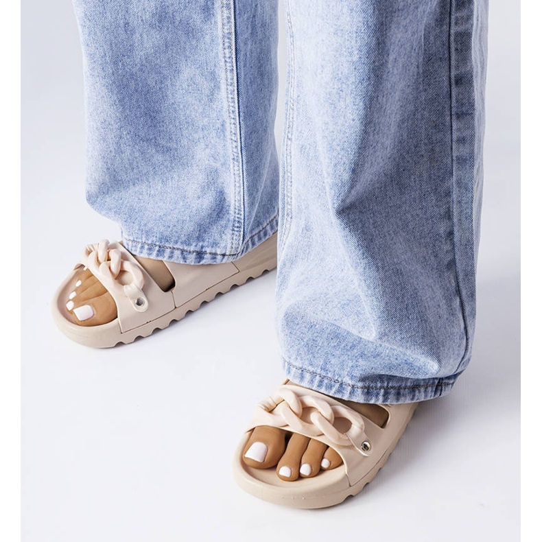 Beige Étoile slides af gummi 1