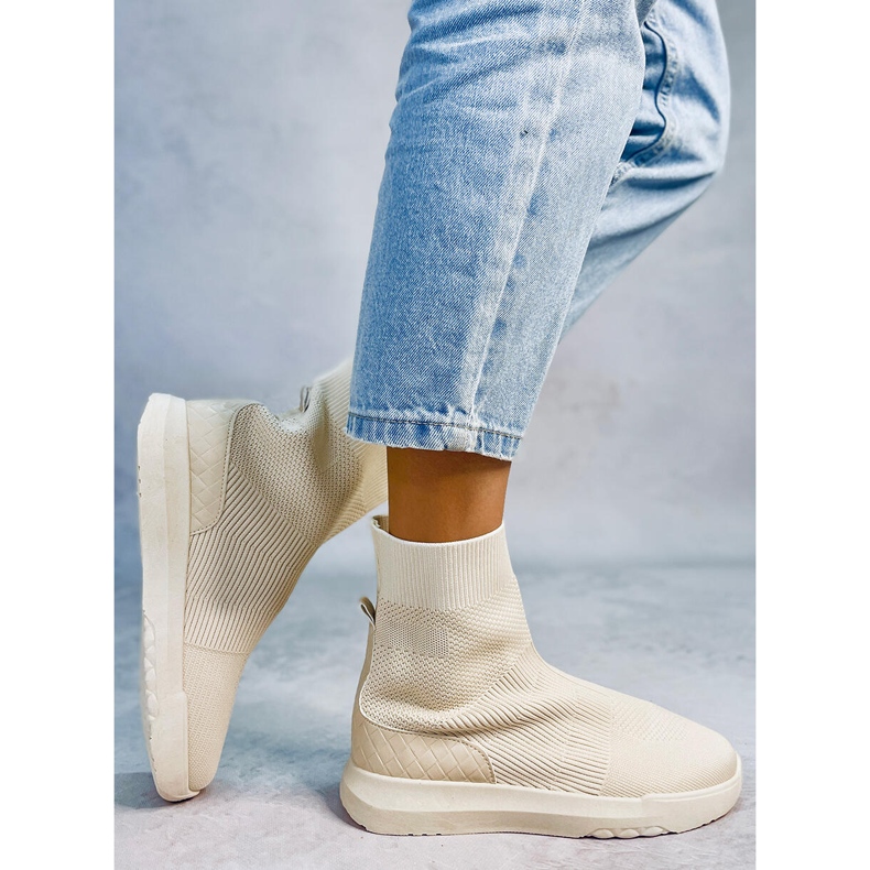 Ervin Beige sok high-top sneakers 1