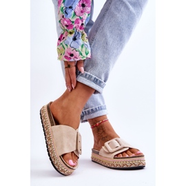 PS1 Damesandaler på en dekoreret platform Beige Joyce 2