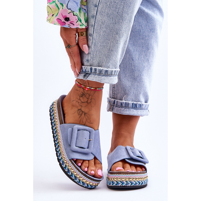 PS1 Blå Joyce Embellished Platform Hjemmesko til kvinder 1