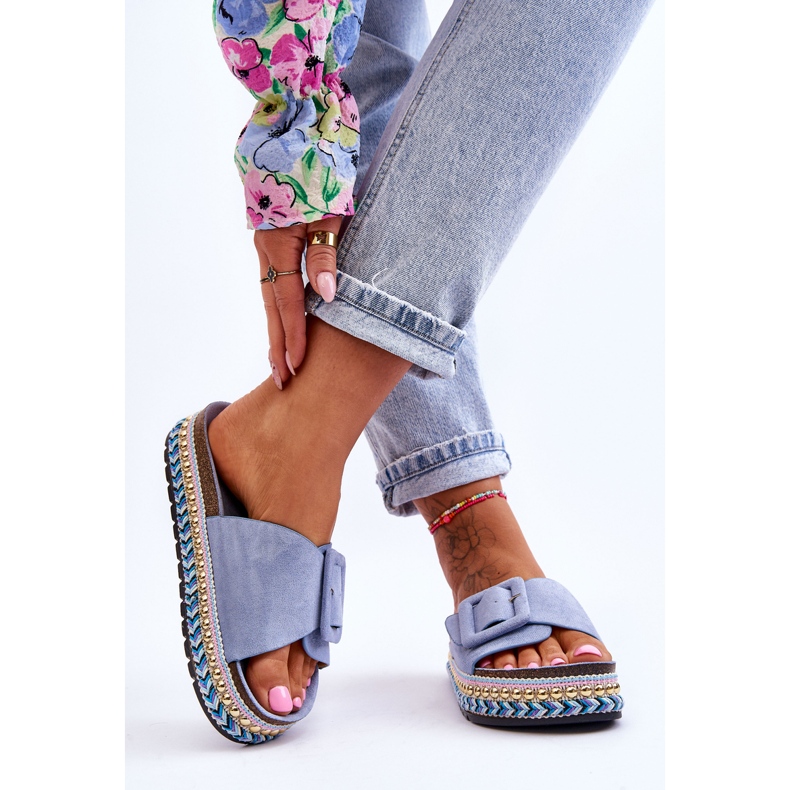 PS1 Blå Joyce Embellished Platform Hjemmesko til kvinder 2