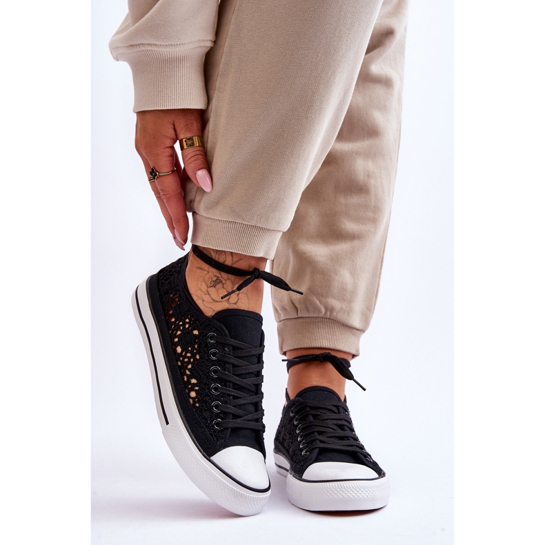 Dame blonder tekstil sneakers sort Fergo 1