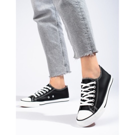 Klassiske sorte Shelovet øko-læder sneakers 1