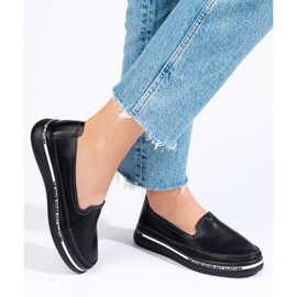 Shelovet sort læder gennembrudt sko med en tyk sål 1