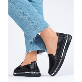 Shelovet sort læder gennembrudt sko med en tyk sål 2