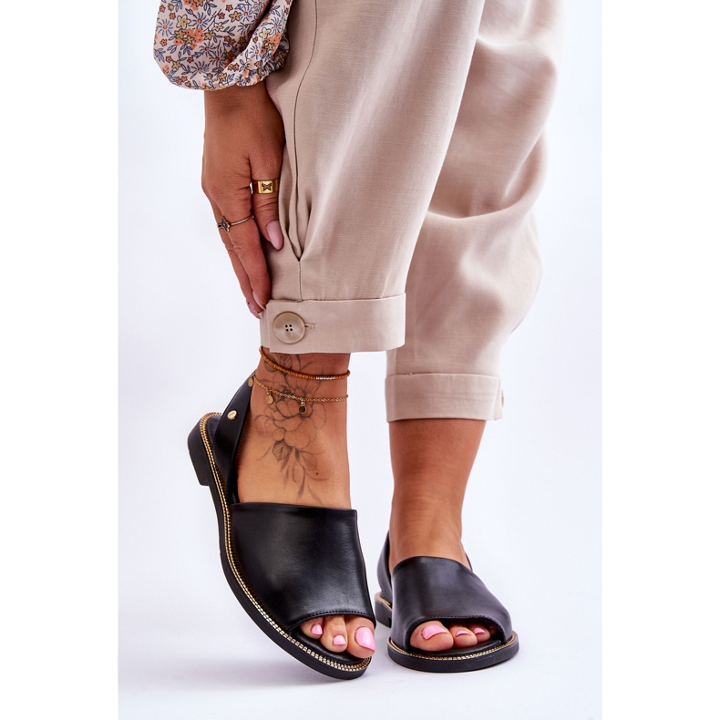 Lemar Alivia Sort Læder Slip On Sandaler 1