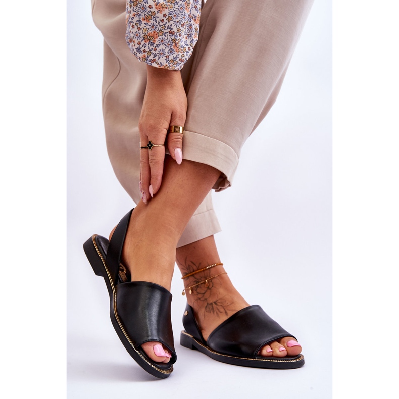 Lemar Alivia Sort Læder Slip On Sandaler 2