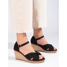 Shelovet sorte kile espadrillesandaler 1