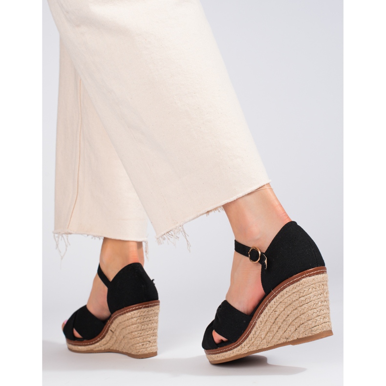 Shelovet sorte kile espadrillesandaler 2