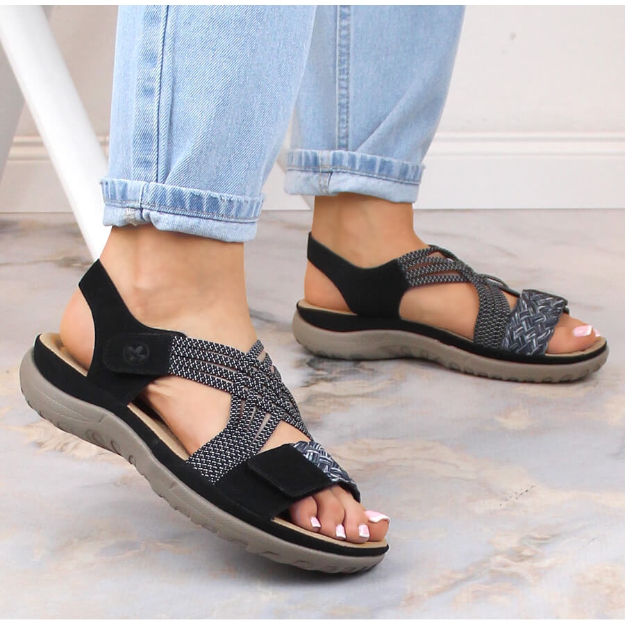 Komfortable velcro-sandaler til kvinder Rieker 64889-00 KeeShoes