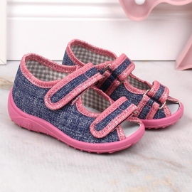 Pigens hjemmesko, sandaler, marineblå og pink Nazo lyserød 1