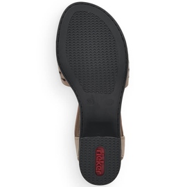Rieker 64677-64 beige højhælede sandaler i læder med elastik 6