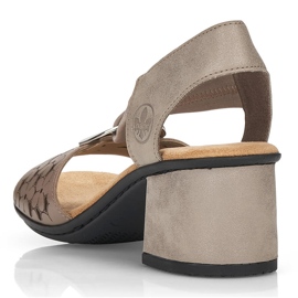 Rieker 64677-64 beige højhælede sandaler i læder med elastik 4
