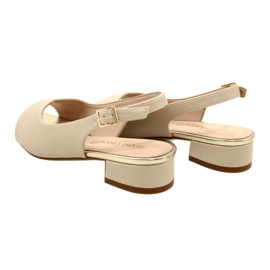 Sergio Leone SK829 Beige sandaler med hæl 4