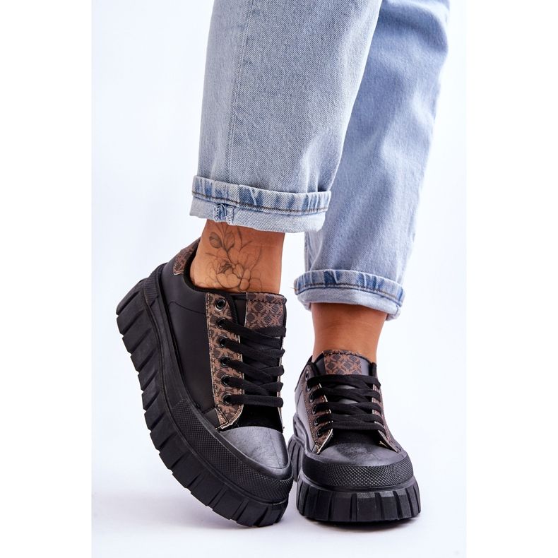 PG1 Platformsneakers i læder til kvinder Sort Alison 1