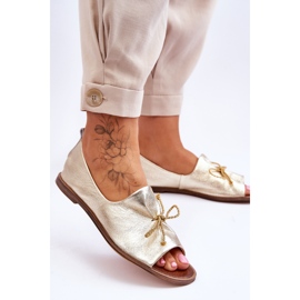 Women's Leather Ballerinas Zazoo 2660/007 Guld gylden 2