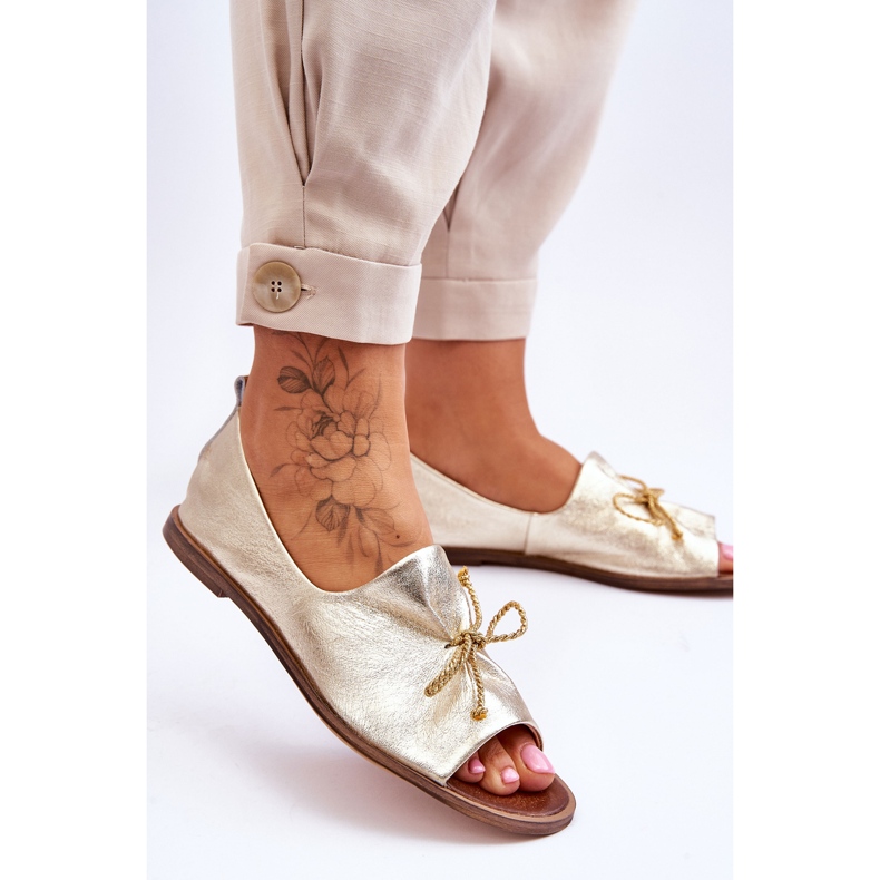 Women's Leather Ballerinas Zazoo 2660/007 Guld gylden 2