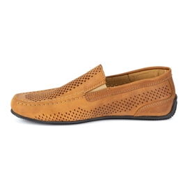 Polbut Mænds læder loafers 2105P kamel brun 1