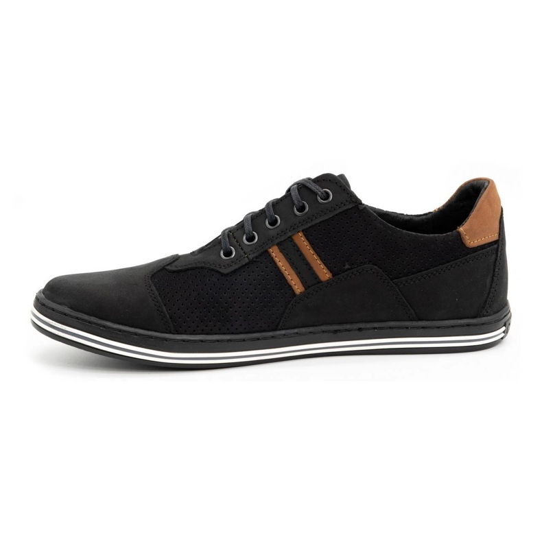 Polbut Casual herresko 1801P sort nubuck / kamel 1