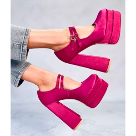 Prandi Fuchsia satin platform pumper lyserød 1