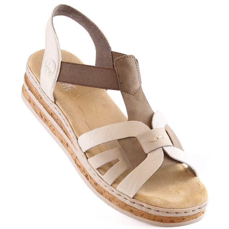 Komfortable damesandaler beige Rieker 62918-62 1
