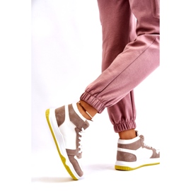 Høje sportssko til kvinder, sneakers, hvide og beige 4