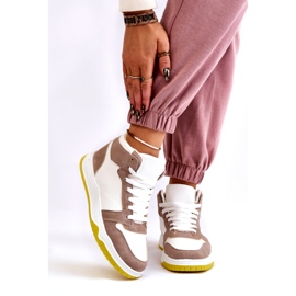 Høje sportssko til kvinder, sneakers, hvide og beige 2