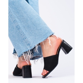 Shelovet tekstil sorte slides til kvinder på stolpen 2