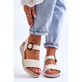 Komfortable Menaro Beige Wedge Sandaler 1
