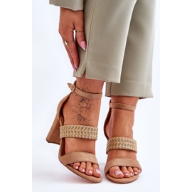 Suede Sandaler Med Flettet Hæl Camel Roselia brun 1