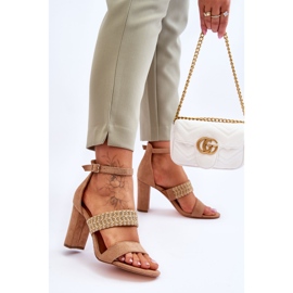 Suede Sandaler Med Flettet Hæl Camel Roselia brun 2