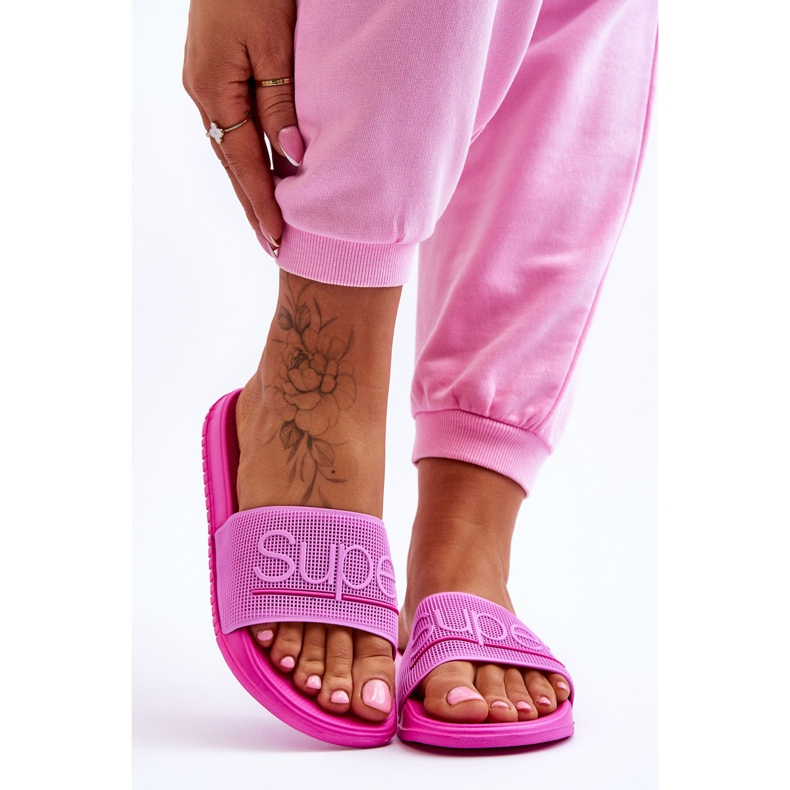 Lette dametøfler med Fuchsia Merry Inscription lyserød 1