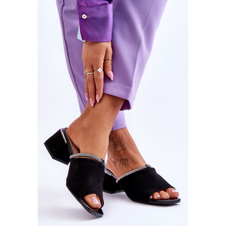 S.Barski Suede High Heel Hjemmesko KV-612-2 Sort 2