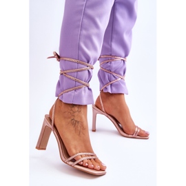 Elegante bundet sandaler med rhinestones Nude Nessy beige 2