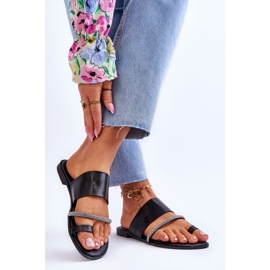Kvinders flip flops med dekorativ rem Sort Sublim 2