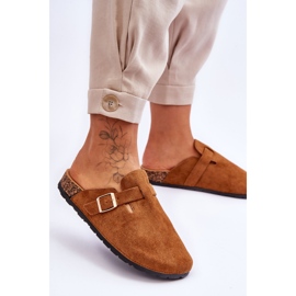 Camel Vellma Ruskind Cork Platform Hjemmesko brun 2