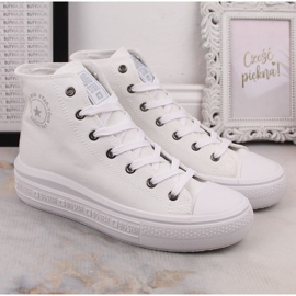 Kvinders ankelsneakers på platformen hvide Big Star LL274A183 2